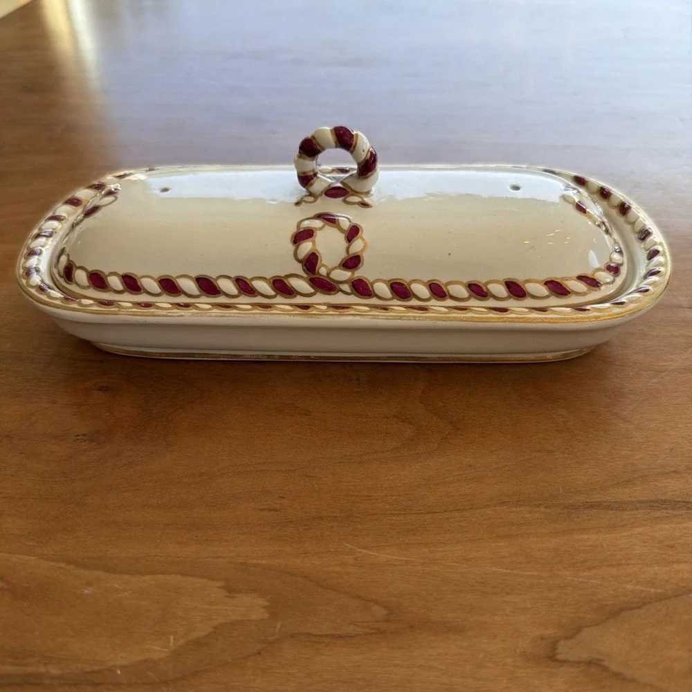 Antique Copeland England Covered Soap Dish D969 Gilt Garnet Toiletware